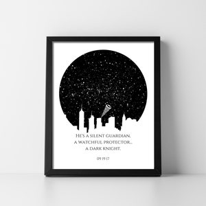 Sterrenkaart Bat Signaal Digitale Download Afdrukbare Sterrenkaart Kinderkamer Decor Baby Douche Zoon Dochter Uniek Nauwkeurig Snel