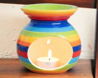 Rainbow Stripe Ceramic Wax Burner