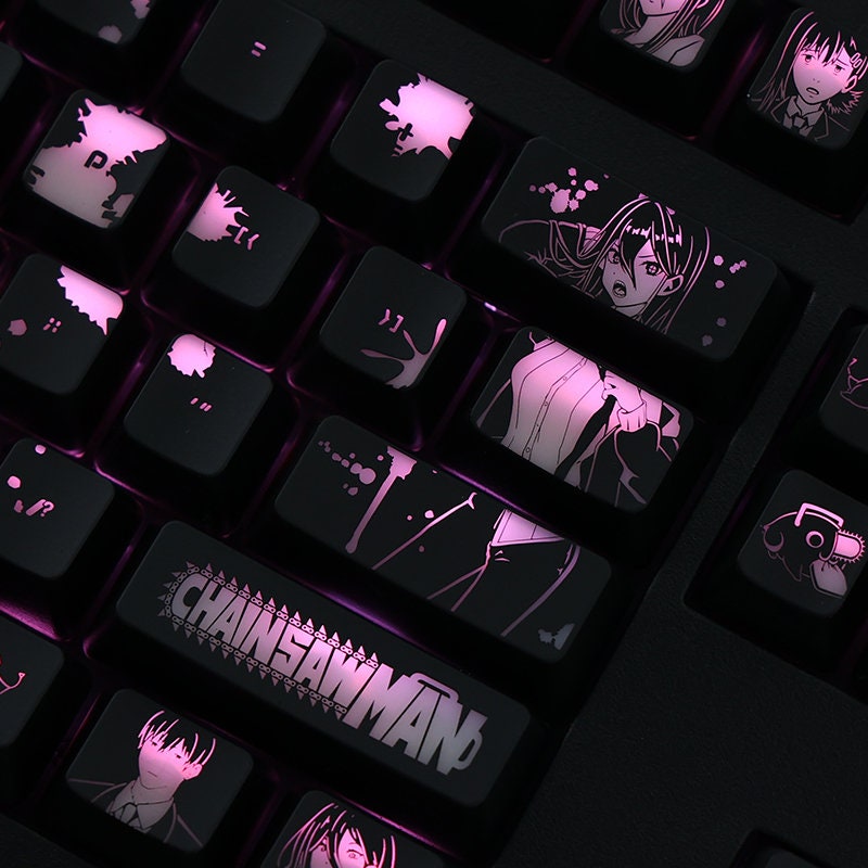 104pcs Chainsaw Man Theme Keycaps Cute Anime Girl Keycap Backlit Keycap ...