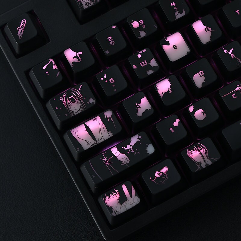 104pcs Chainsaw Man Theme Keycaps Cute Anime Girl Keycap Backlit Keycap