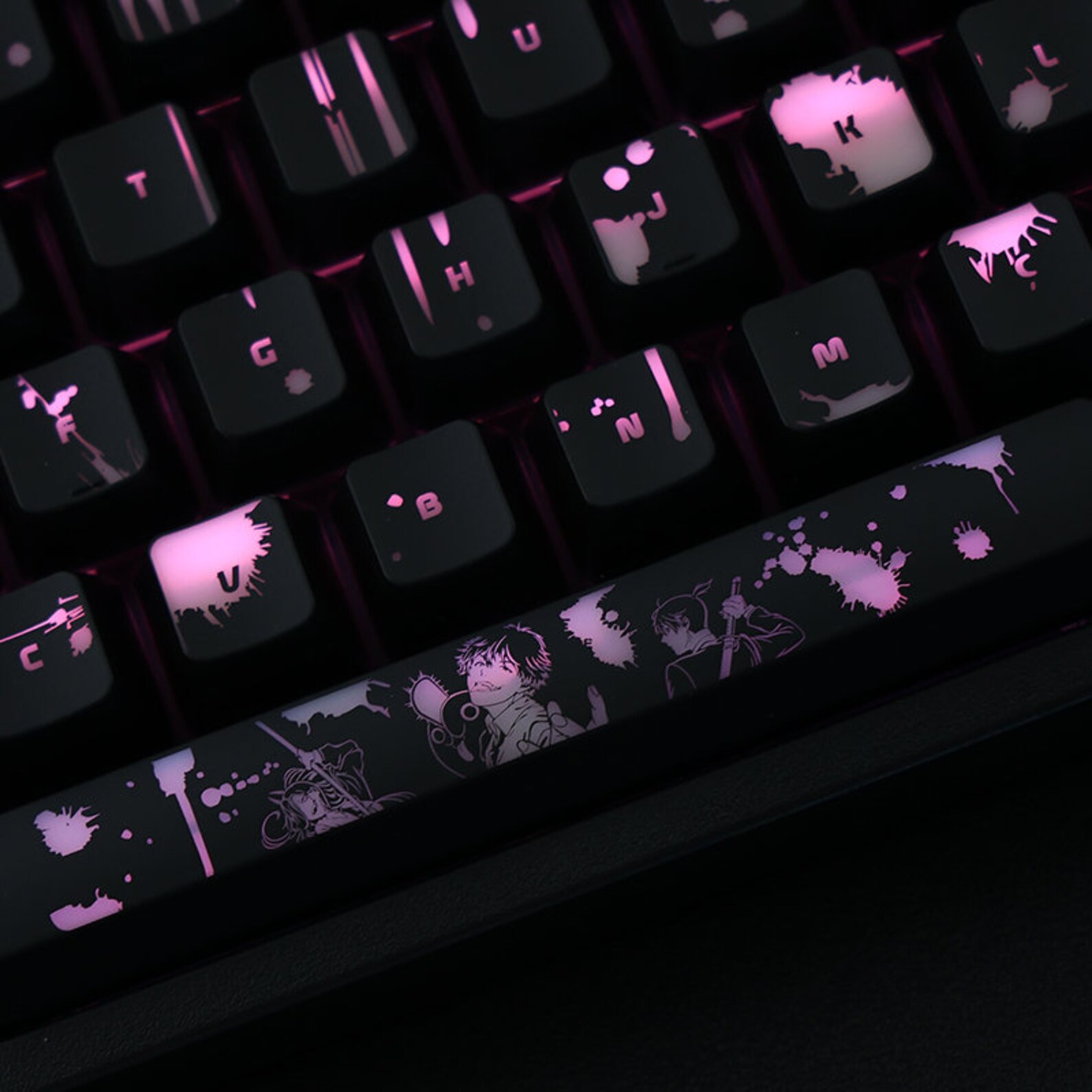 104pcs Chainsaw Man Theme Keycaps Cute Anime Girl Keycap Backlit Keycap