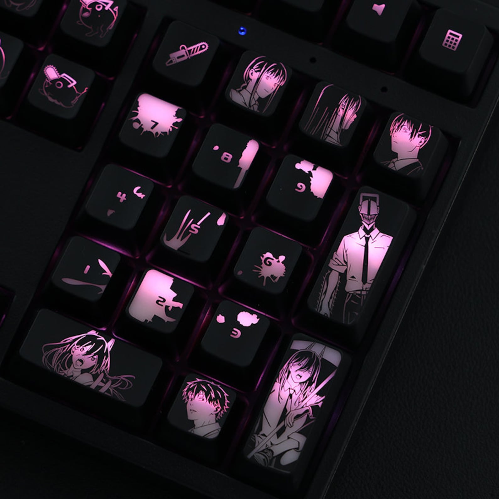 104pcs Chainsaw Man Theme Keycaps Cute Anime Girl Keycap Backlit Keycap