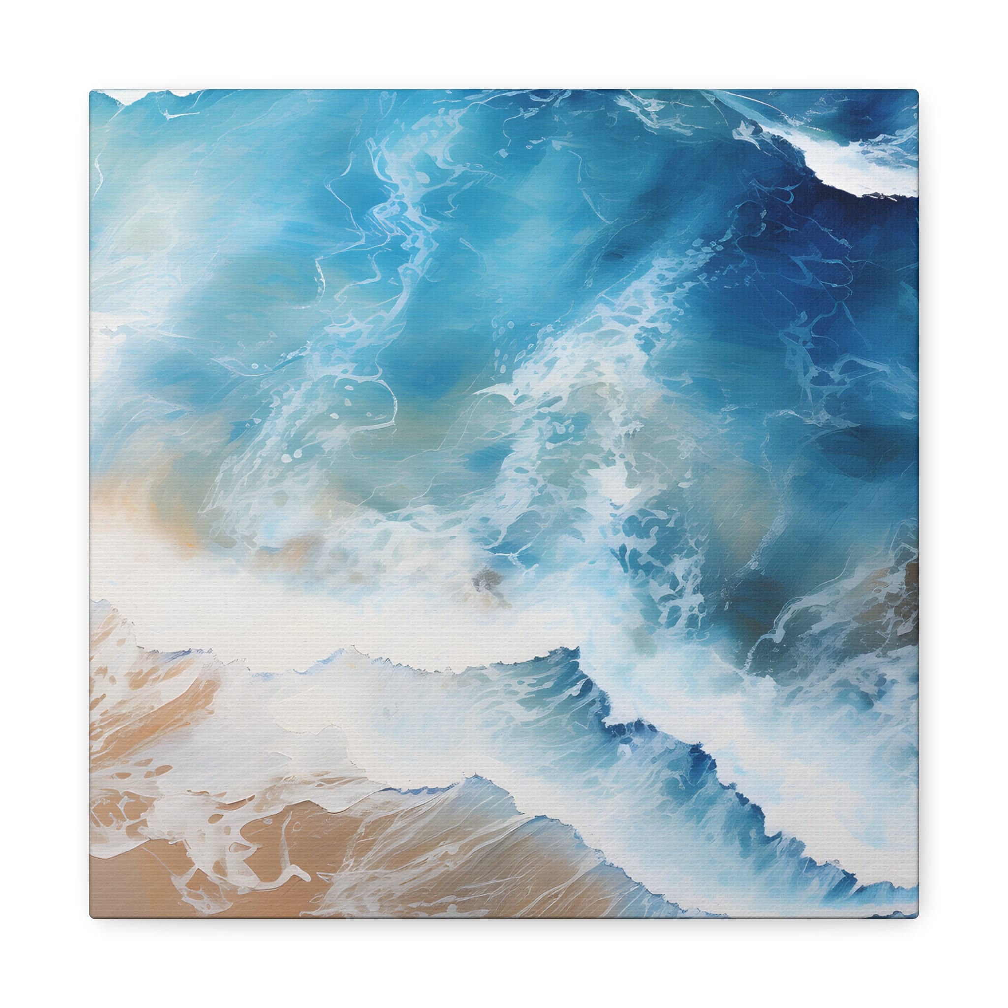 Water and Sand, Captivating Ocean Waves Digital Art to Canvas Coastal