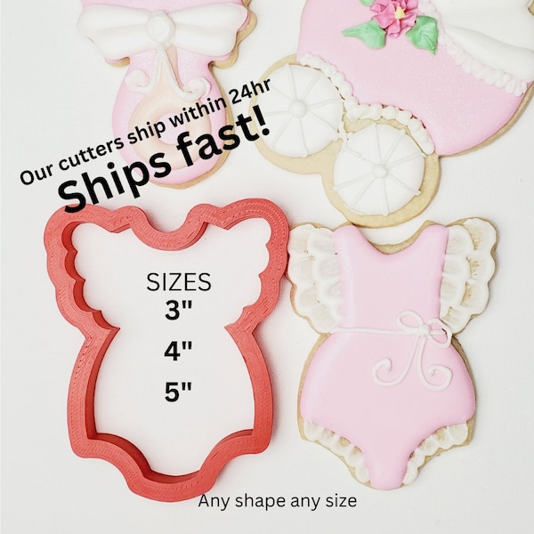 SHIPS FAST! Baby Girl Ruffle One-piece Bodysuit Onesie Custom Cookie cutters any shape or size cookie cutter. Custom cookie cutters