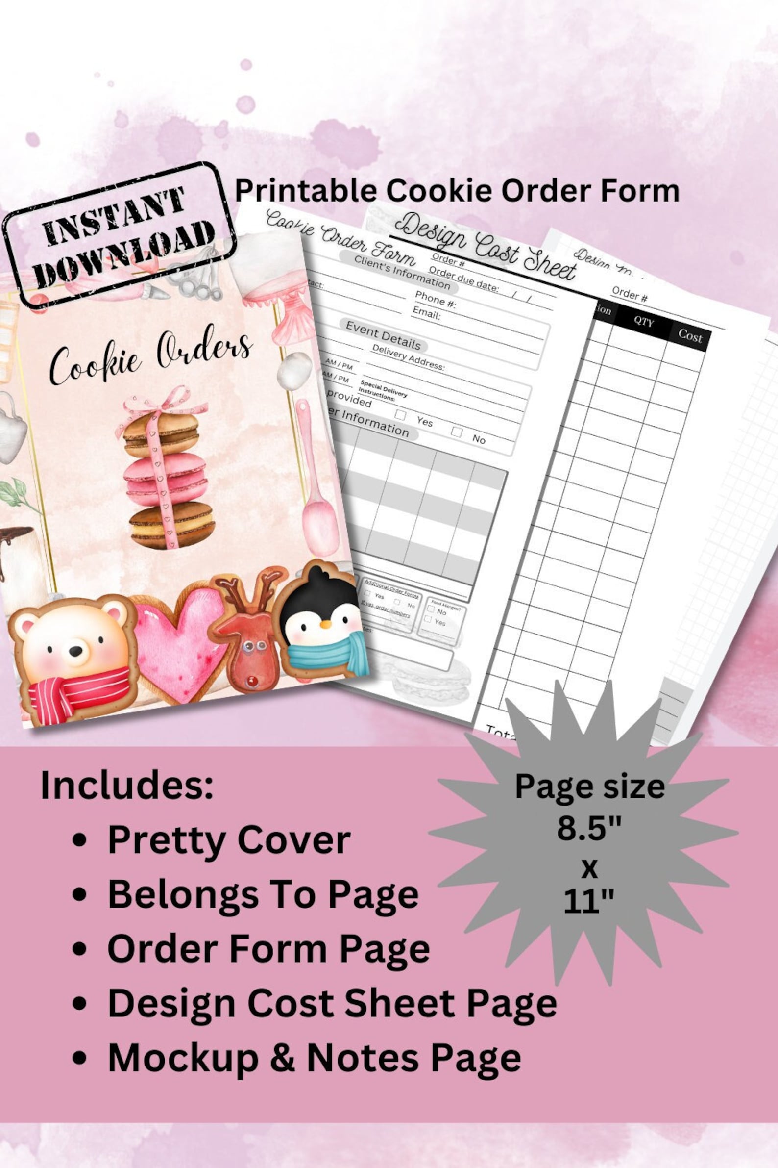 Printable Cookie Order Form Downloadable Cookie Template Etsy