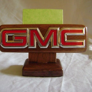 GMC pickup business card holder. The card is made from walnut