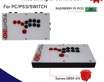 Game Gifts, Hitbox controller style with Raspberry PICO board, Birthday gifts, Video games, 2 style controller, 12 & 14 Button L3 R3,