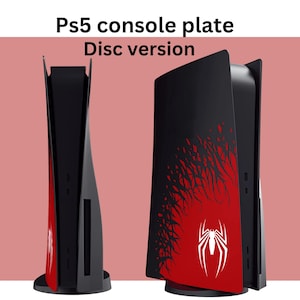 May include: Black and red PS5 console plate with a spider graphic. The plate has a black base with red accents and a white spider logo. The text "Ps5 console plate Disc version" is at the top.