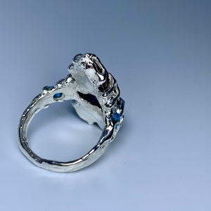 Unique Silver Ring Natural Opal boulder Australian Topaz image 7