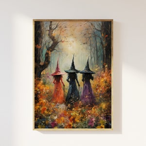 Beautiful witches coven amongst the wildflowers art print ethereal witches, magical beautiful enchanting witches in the woods, mystical image 1