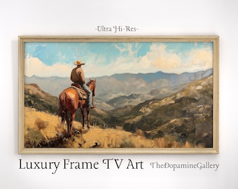 Samsung Frame TV Cowboy And Horse Artwork Instant Download | Landscape old west desert cowboy western frontier horse riding wilderness tv