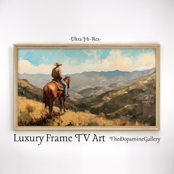 Samsung Frame TV Cowboy And Horse Artwork Instant Download | Landscape old west desert cowboy western frontier horse riding wilderness tv