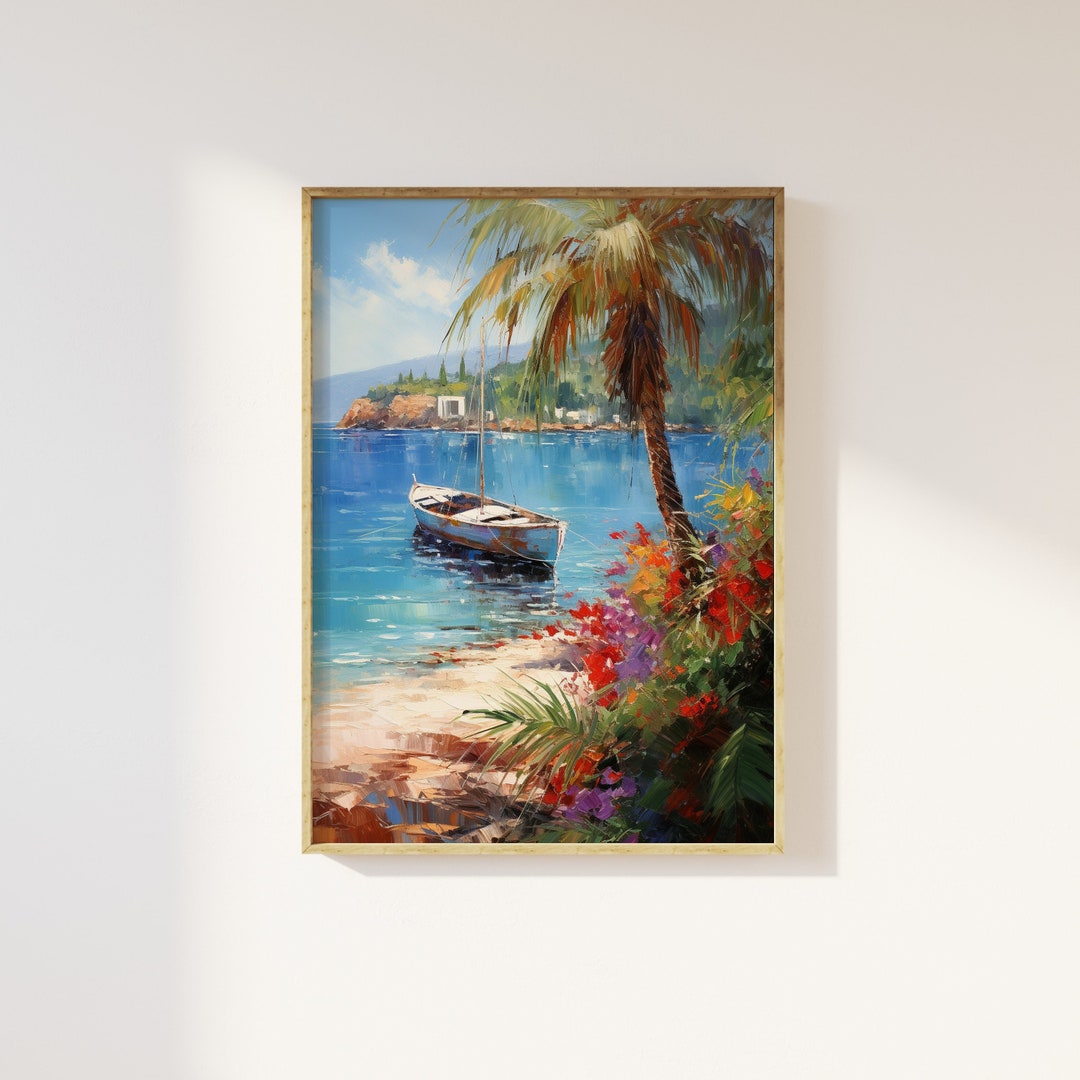 Travel Scenery Poster Mediterranean Inspired Art Print | Beach, Lush ...