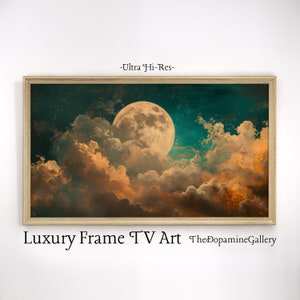 Samsung Frame TV Full Moon Clouds Artwork Instant Download | Night sky clouds full moon, moody vintage antique, dark academia tv art, nature