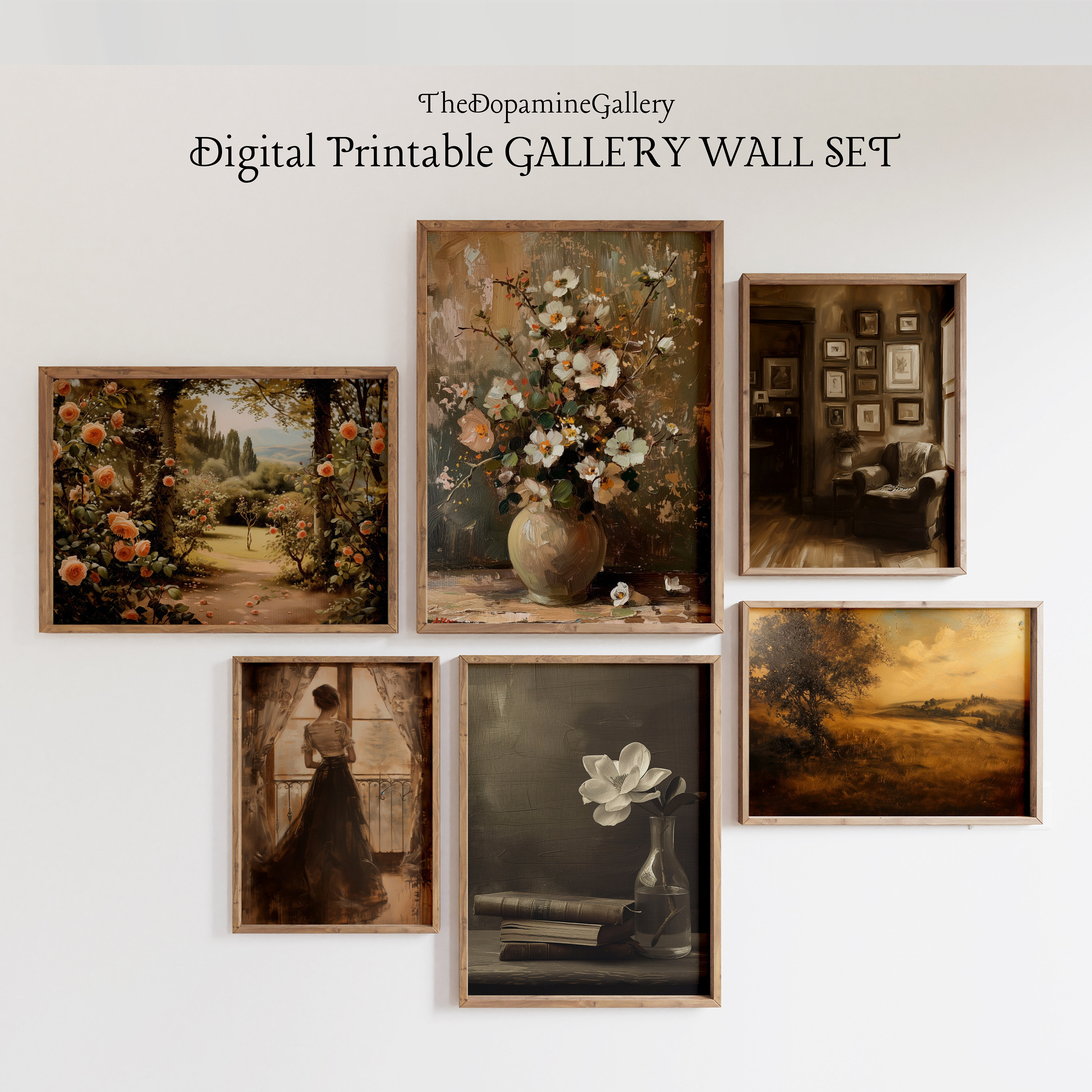Vintage GALLERY WALL Set of 6 PRINTABLE Art Prints | Downloadable ...