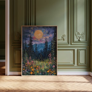'Wildflower moonrise'
Bathed in the glow of a full moon, wildflowers sprawl across a midnight canvas, their petals illuminated like delicate stars in the celestial tapestry of the night.