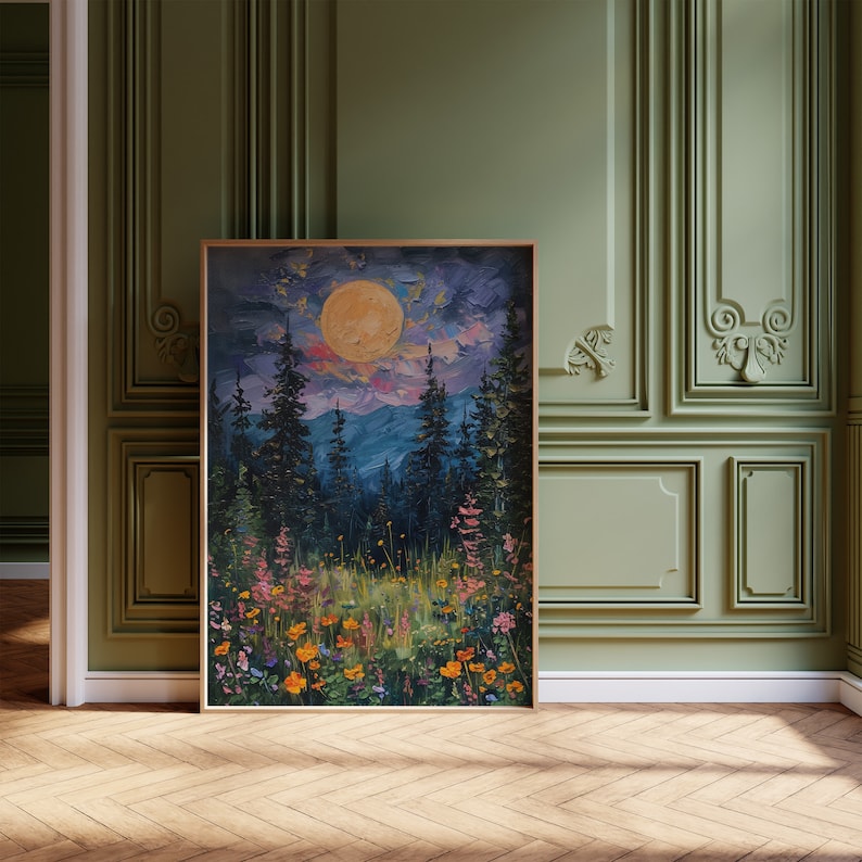 'Wildflower moonrise'
Bathed in the glow of a full moon, wildflowers sprawl across a midnight canvas, their petals illuminated like delicate stars in the celestial tapestry of the night.