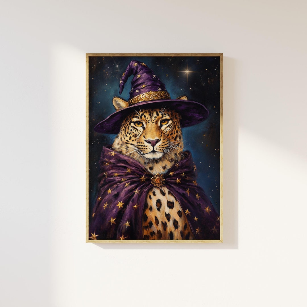 Magical Leopard Witch Portrait Art Print | Mystical Witch Renaissance ...