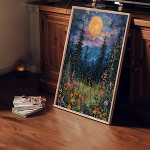 'Wildflower moonrise'
Bathed in the glow of a full moon, wildflowers sprawl across a midnight canvas, their petals illuminated like delicate stars in the celestial tapestry of the night.