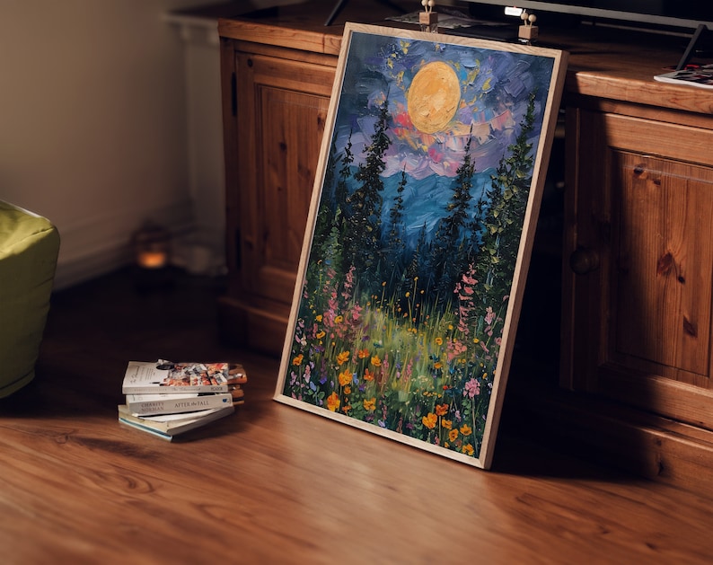 'Wildflower moonrise'
Bathed in the glow of a full moon, wildflowers sprawl across a midnight canvas, their petals illuminated like delicate stars in the celestial tapestry of the night.