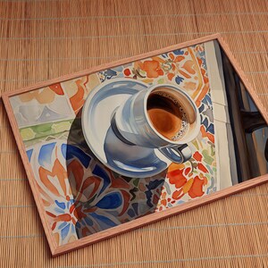 Introducing 'Coffee Alfresco'
Enjoy your morning coffee in the sun with this beautiful art print with decorative detailing.