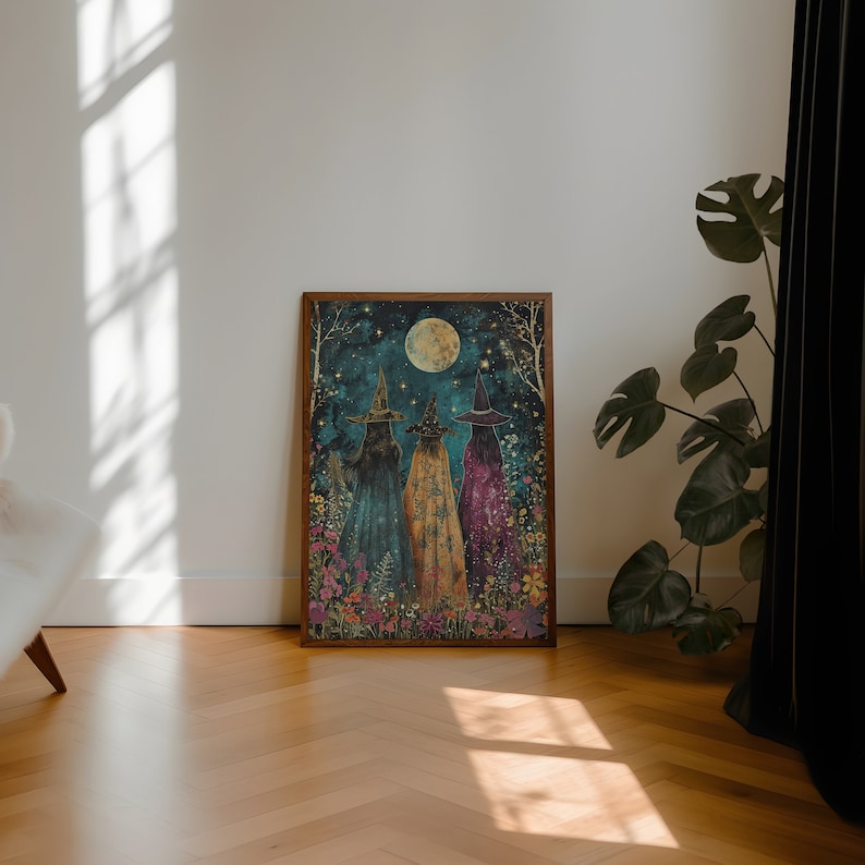 'Ethereal Coven'
A poster capturing the mystical ethereal coven glistening amongst the flowers under the magical full moon.