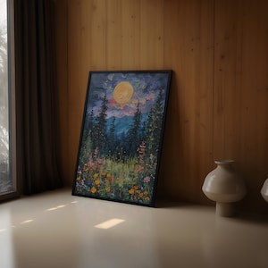 'Wildflower moonrise'
Bathed in the glow of a full moon, wildflowers sprawl across a midnight canvas, their petals illuminated like delicate stars in the celestial tapestry of the night.