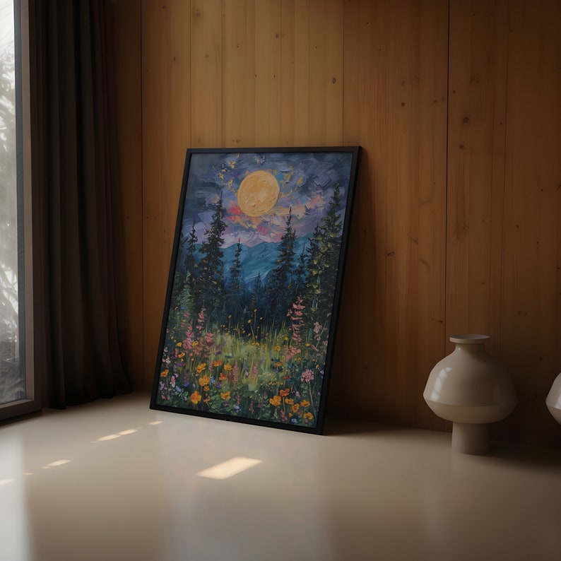 'Wildflower moonrise'
Bathed in the glow of a full moon, wildflowers sprawl across a midnight canvas, their petals illuminated like delicate stars in the celestial tapestry of the night.