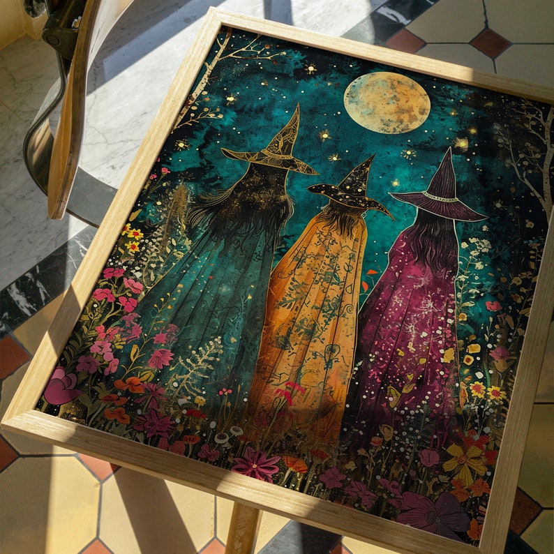 'Ethereal Coven'
A poster capturing the mystical ethereal coven glistening amongst the flowers under the magical full moon.