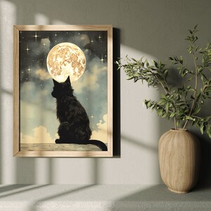 Introducting 'Moonlit Whiskers'
This magical art print captures the felines contemplation under the celestial embrace of the full moon. A gorgeous piece of art for anyone who appreciates the mystery of black cats and the full moon.
