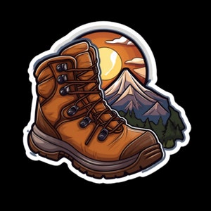 Bubble-free stickers | Hiking Boot: V1 | Weatherproof MacBook Decal | Weatherproof Hiking Boot Sticker | Outdoor Sticker | Vinyl Sticker