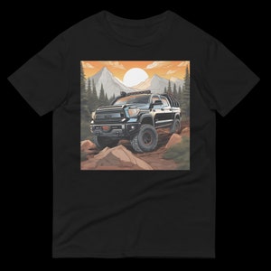 Toyota Tundra Off-Road zonsondergang T-shirt met korte mouwen | Casual T-shirts met halve mouwen | Unisex-T-shirts | Retro-T-shirts