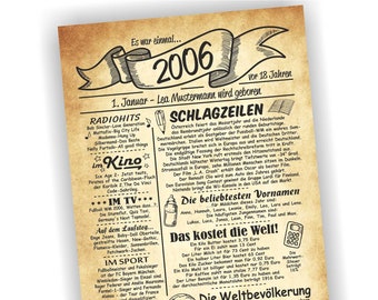 18. Geburtstag, 18 Jahre Geburtstagsurkunde, Urkunde, Geschenk, 2006, personalisierbar