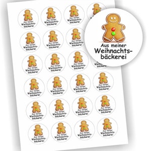 24 Aufkleber, Aus meiner Weihnachtsbäckerei, Plätzchen, Lebkuchen, Etikett 4cm, Weihnachten, Etiketten, Advent, selbstklebend, Dekoration