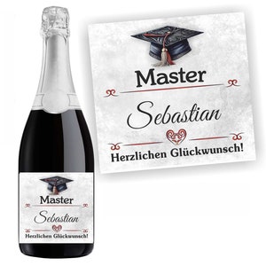 Aufkleber Sektflasche, Master , Flaschenetikett, selbstklebend, glänzend, wischfest, Geschenk, Marmor, edel, personalisierbar