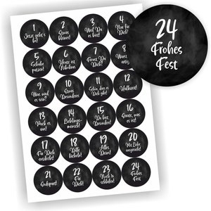 Adventskalender Zahlen, 24 Aufkleber, Etikett 4cm, Weihnachten, Etiketten, Advent, selbstklebend, Sticker, Schiefer Tafel, Deko