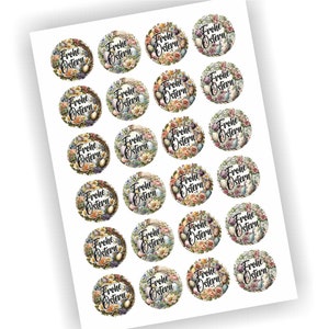 24 Aufkleber, Frohe Ostern, Blumen, Osterei, Etikett, Durchmesser 4cm,  Etiketten, Geschenk, selbstklebend, Papier matt, 4 Motive