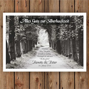 Silberhochzeit Bild Geschenk Liebe Freund Freundin Hochzeitstag Silberne Hochzeit Namen Spruch personalisiert