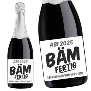 Aufkleber Sektflasche, Abitur 2025, Abi, Flaschenetikett, selbstklebend, glänzend, wischfest, Geschenk
