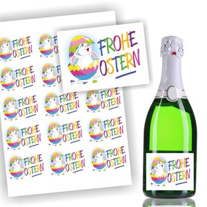15 Aufkleber auf einem Bogen , Frohe Ostern für Piccolo Flaschen und andere Geschenke, selbstklebend, Sekt, Sticker, Ostern