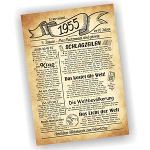 70. Geburtstag, 70 Jahre Geburtstagsurkunde, Urkunde, Geschenk, 1955, personalisiert