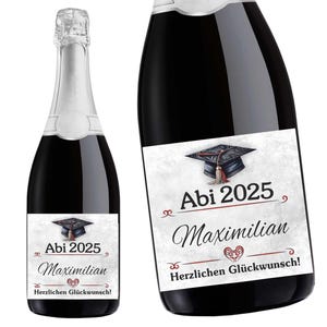 Aufkleber Sektflasche, Abitur 2025 , Abi, Flaschenetikett, selbstklebend, glänzend, wischfest, Geschenk, Marmor, edel, personalisierbar