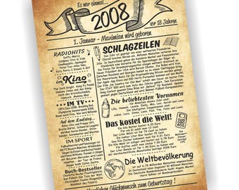 18th birthday, 18 years birthday certificate, certificate, gift, 2008, customizable
