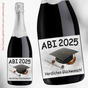 Aufkleber Sektflasche, Abitur 2025 , Abi, Flaschenetikett, selbstklebend, glänzend, wischfest, Geschenk, Marmor, edel