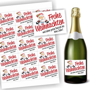 15 Aufkleber, Frohe Weihnachten für Piccolo Flaschen, Weihnachtsmann, Etikett 5cm x 7cm, Weihnachten, Etiketten, selbstklebend, Sekt,Sticker