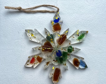 Seaglass snowflakes Ornament