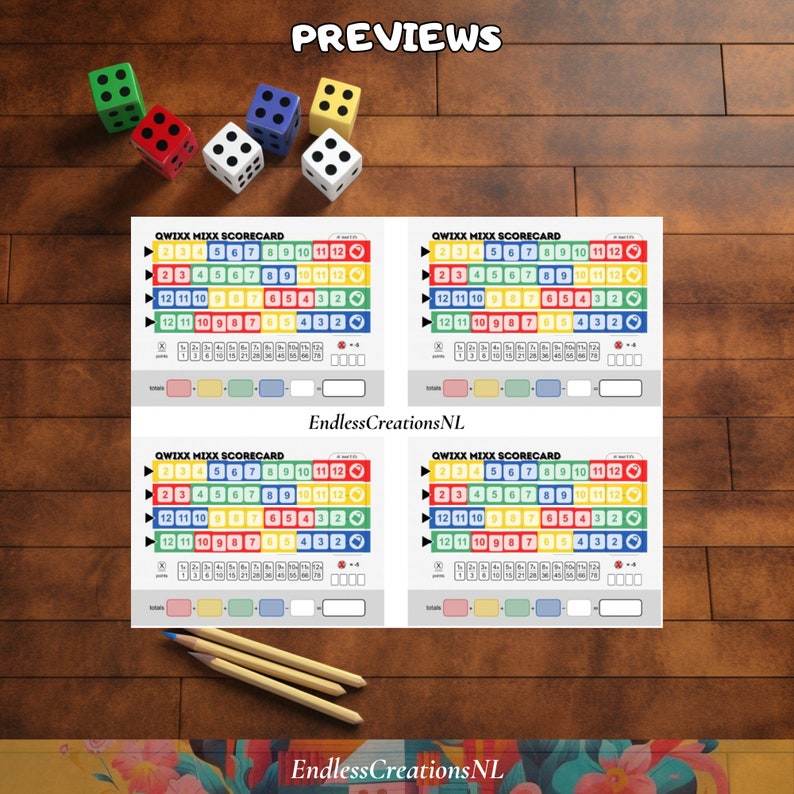 Printable Qwixx MIX Dice Game Scoresheet Bundle Qwixx Score Sheets 
