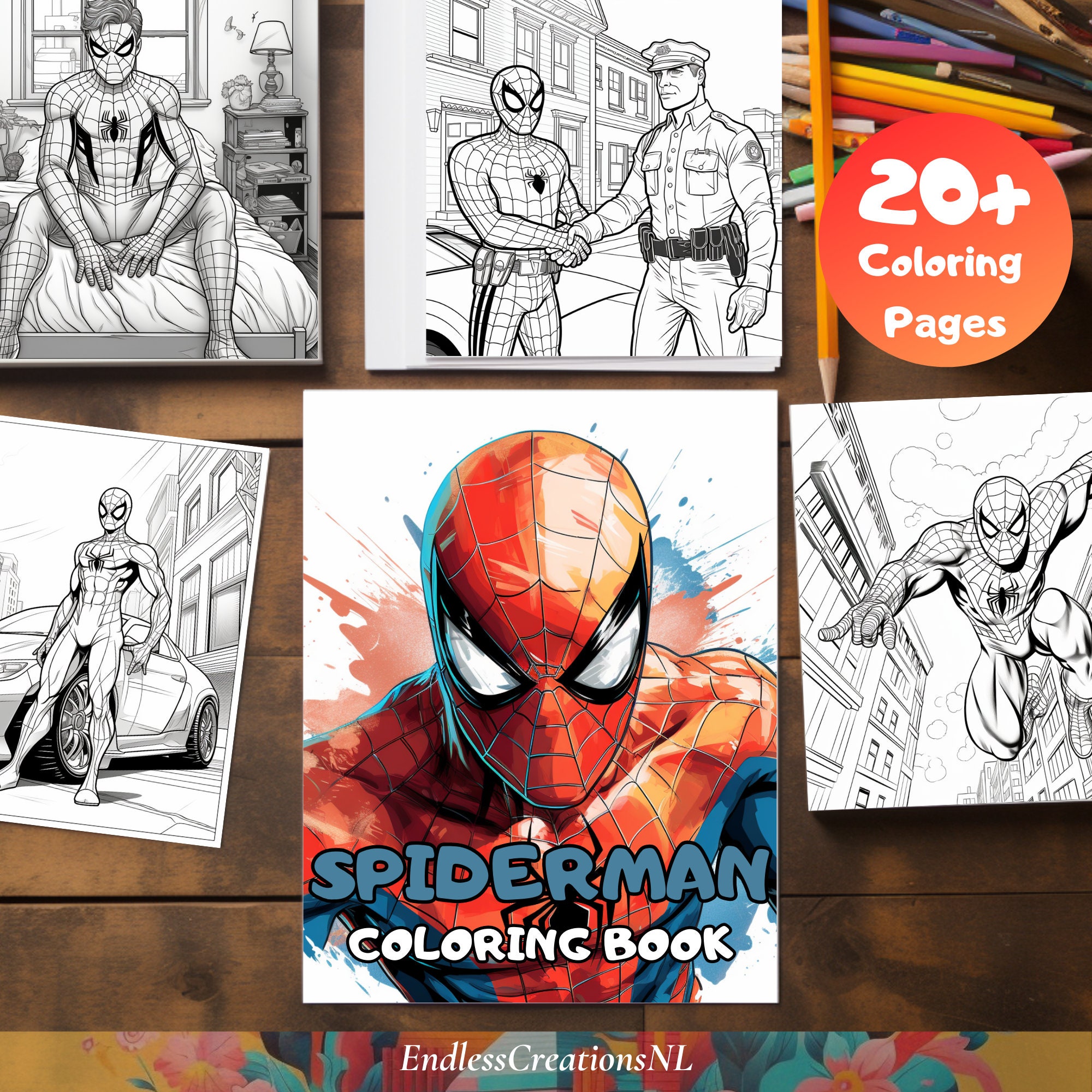 Spiderman, Spiderman Mini Coloring Pages and Crayons, Spiderman