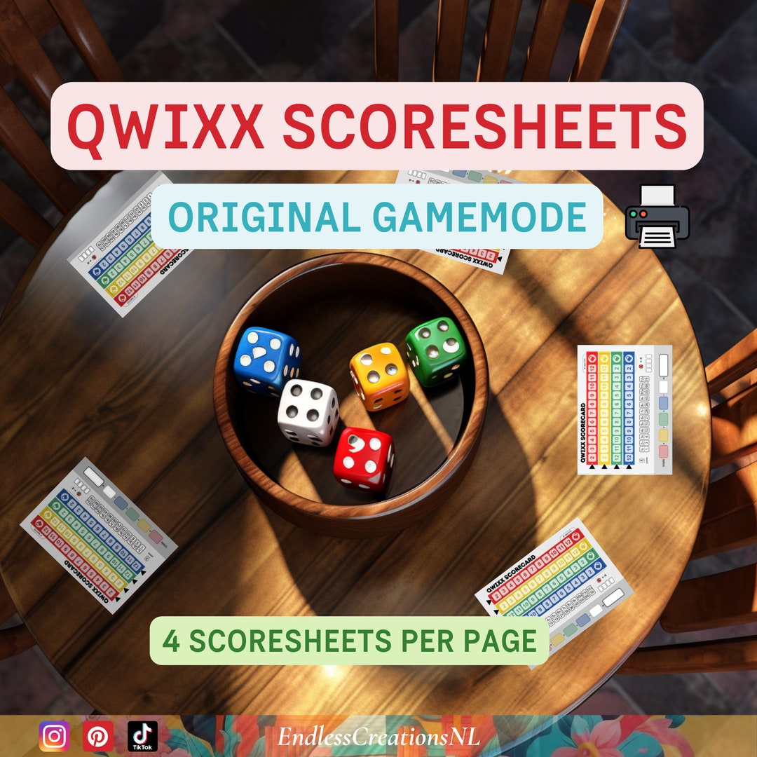 Printable Qwixx OG Dice Game Scoresheet Bundle, Qwixx Score Sheets ...