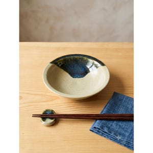 Handcrafted Studio Art Pottery Bowl JAC Signed Mount Fuji Blue Dip Stoneware 6"